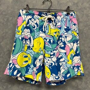 Looney Tunes Swim Trunks Cartoon Characters Tweety Taz Elastic Waistband Sz M